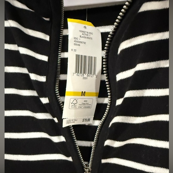 Jones New York sport Black and White Striped Quarter-Zip Pullover - Picture 5 of 5